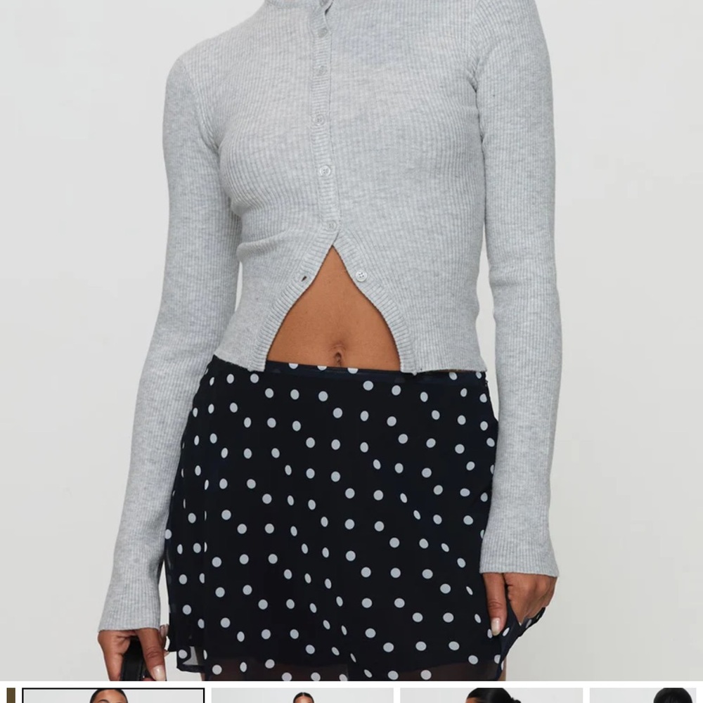 Princess Polly Gray Crop Cut Out Button Down Top